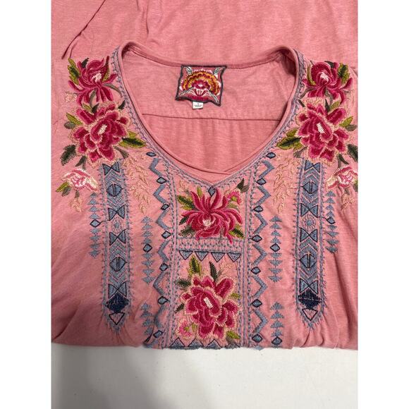 Johnny Was Davis Drape Pink Tunic Dress Size Small Trendy Embroidered - Picture 10 of 12